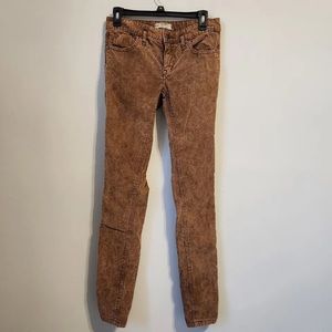 Golden brown Free People skinny corduroy jeans
